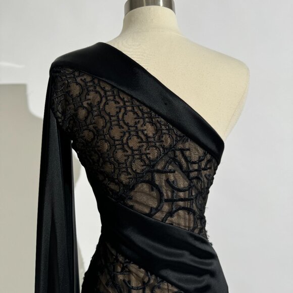 Brand New US 6 GEORGES HOBEIKA Fitted Asymmetrical Top Evening Gown - Picture 5 of 7